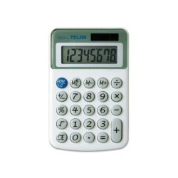 Milan Nata Calculadora de Sobremesa 8 Digitos - 3 Teclas de Memoria y Raiz Cuadrada - Botones Redondeados - Apagado Automatico