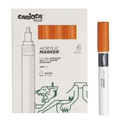 Carioca Plus Pack de 6 Marqueurs Acryliques - Pointe 2mm - Couleur Orange