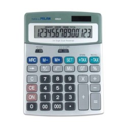 Calculatrices Milan à 14 chiffres - 3 touches mémoire - Fonction fiscale - Calcul de la marge - Couleur Gris
