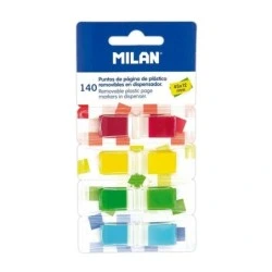Bloco Milan de 140 pontas de página coloridas transparentes - Plástico - Removível - Medidas 45mm x 12mm - Cores Sortidas