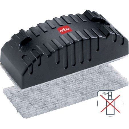 Nobo Magnetic Whiteboard Eraser - Dry Erase - Removes Ink and Dirt Residue - Color Black
