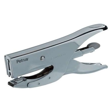 Petrus 222 Grapadora de Tenaza - Hasta 40 Hojas - Grapado Cerrado y Abierto - Diseño Ergonomico - Color Cromado
