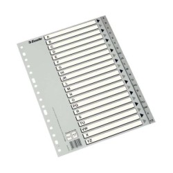 Esselte Indice Abecedario de Plastico con Caratula Indice Folio Tipo A-Z Multitaladro - Cartulina Indice: Carton Blanco y Negro