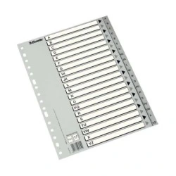 Esselte Plastic Alphabet Index with Folio Index Cover Type A-Z Multi-hole - Cardboard Index: Black and White Cardboard
