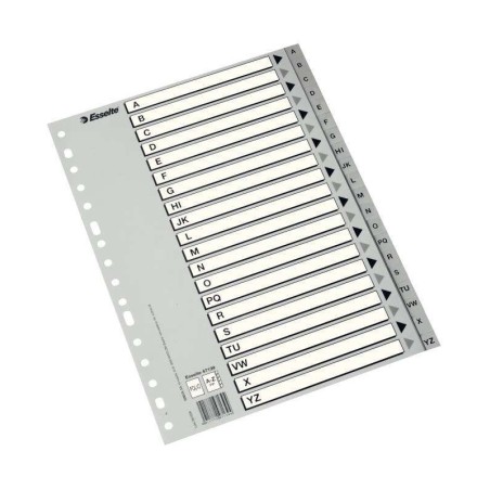 Esselte Indice Abecedario de Plastico con Caratula Indice Folio Tipo A-Z Multitaladro - Cartulina Indice: Carton Blanco y Negro