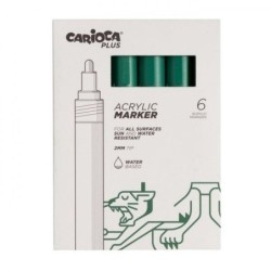 Carioca Plus Pacote de 6 Marcadores Acrílicos - Ponta 2mm - Cor Verde