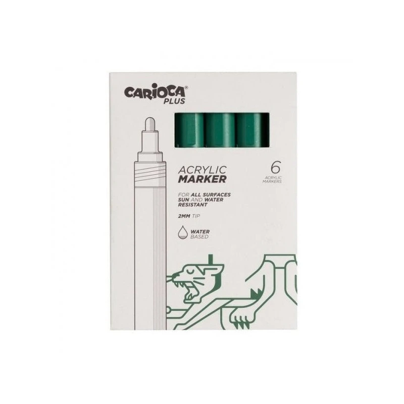 Carioca Plus Pack de 6 Marqueurs Acryliques - Pointe 2mm - Couleur Vert