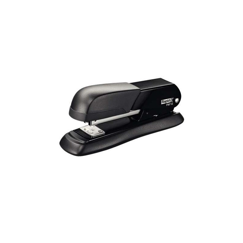 Agrafador de secretária metálico Rapid FM12 - Até 25 folhas - Para agrafos 24/6 e 26/6 - Modo Pregar e Fixar - Cor Preto
