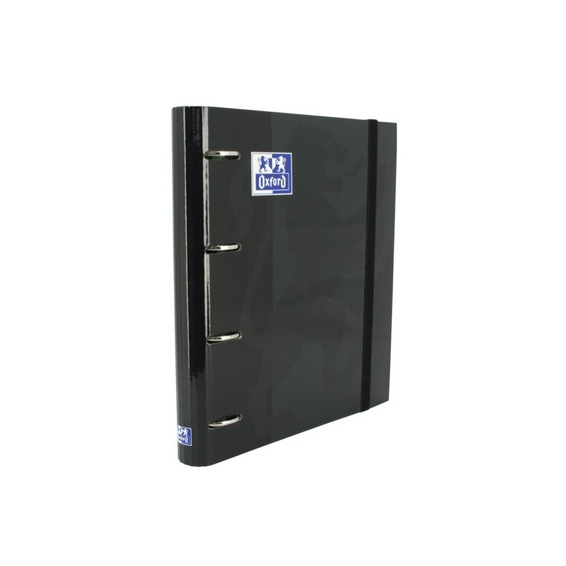 Oxford Europeanbinder Classic A4+ Ring Binder with 5x5 Grid Replacement - Extra Hard Cover - Elastic Closure - Black