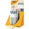 Bic 4 Colours Wood Style Expositor de 30 Boligrafos de Bola Retractiles - Punta Media de 1.0mm - Tinta con Base de Aceite