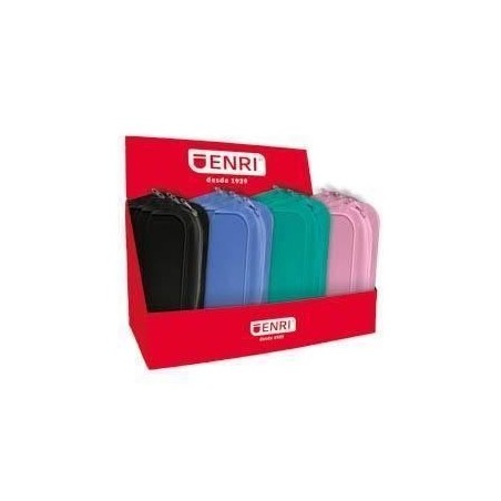 Enri Display of 20 Silicone Cases - Zipper Closure - Carrying Handle - Colors Black, Teal, Blue and Pink