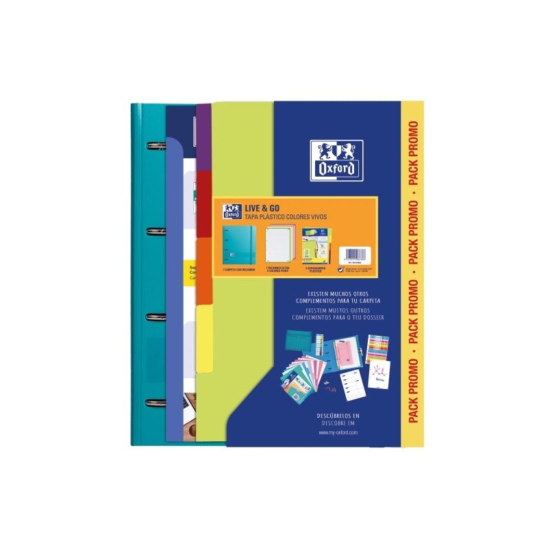 Oxford Europeanbinder Live & Go Carpeta Tamaño A4+ con Recambio + Separadores - Tapa de Plastico Polyfoam - Colores Vivos