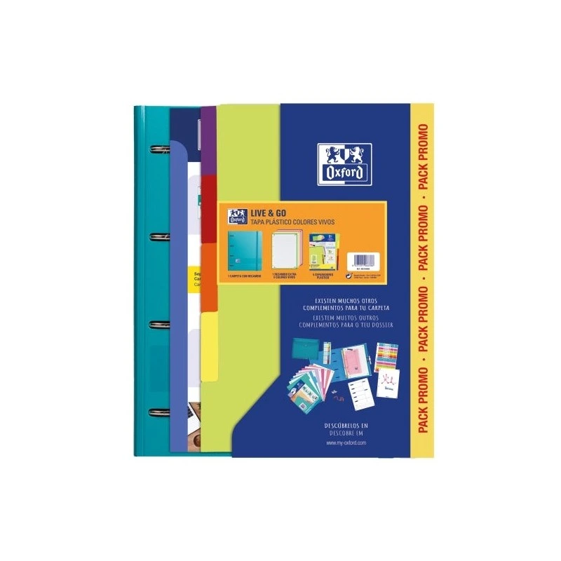 Pasta Oxford Europeanbinder Live & Go A4+ com Recarga + Divisórias - Capa Plástica Polyfoam - Cores Brilhantes Aleatórias