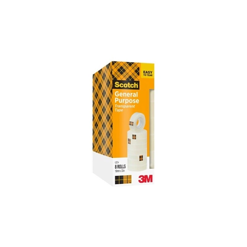 Scotch 508 Pack of 8 Adhesive Tapes 19mm x 33m - Transparent