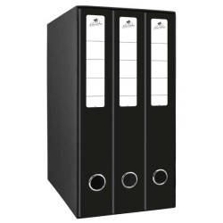 Mariola Box Modulo de 3 Archivadores con Rado 2 Anillas 40mm - Tamaño 35x26x17cm - Carton Forrado - Color Negro
