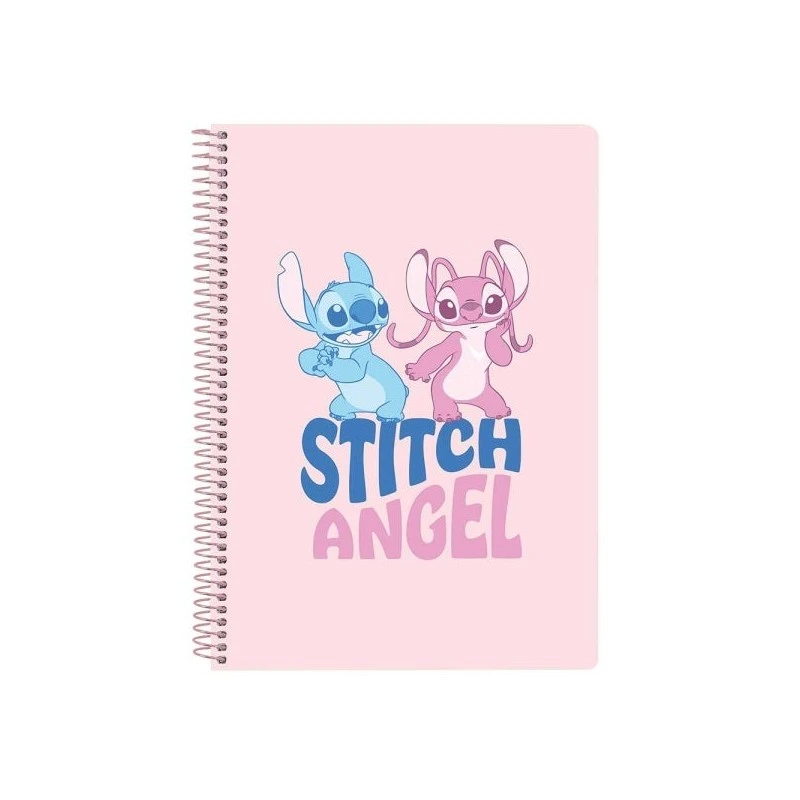 Safta Stitch Ohana Libreta con Espiral - Formato Cuarto - 80 Hojas de Papel 80g/m2 - Cuadriculas 4x4mm - Tapas Duras