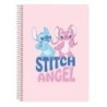 Caderno Espiral Safta Stitch Ohana - Formato Cuarto - 80 Folhas de Papel 80g/m2 - Grades 4x4mm - Capas Duras Esmaltadas
