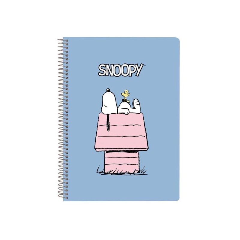 Caderno Espiral Safta Snoopy - Formato Quarto - 80 Folhas de Papel 80g/m2 - Grades 4x4mm - Capas Duras Esmaltadas - Margem