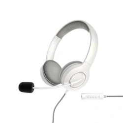 Energy Sistem Office Headphones 3 - Ficha USB e 3,5 mm - Controlo de volume e silêncio - Braço de microfone retrátil - Branco