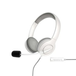 Energy Sistem Office Headphones 3 - USB and 3,5mm Plug - Volume and Mute Control - Retractable Microphone Arm - Color White