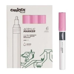Carioca Plus Pacote de 6 Marcadores Acrílicos - Ponta 2mm - Cor Rosa