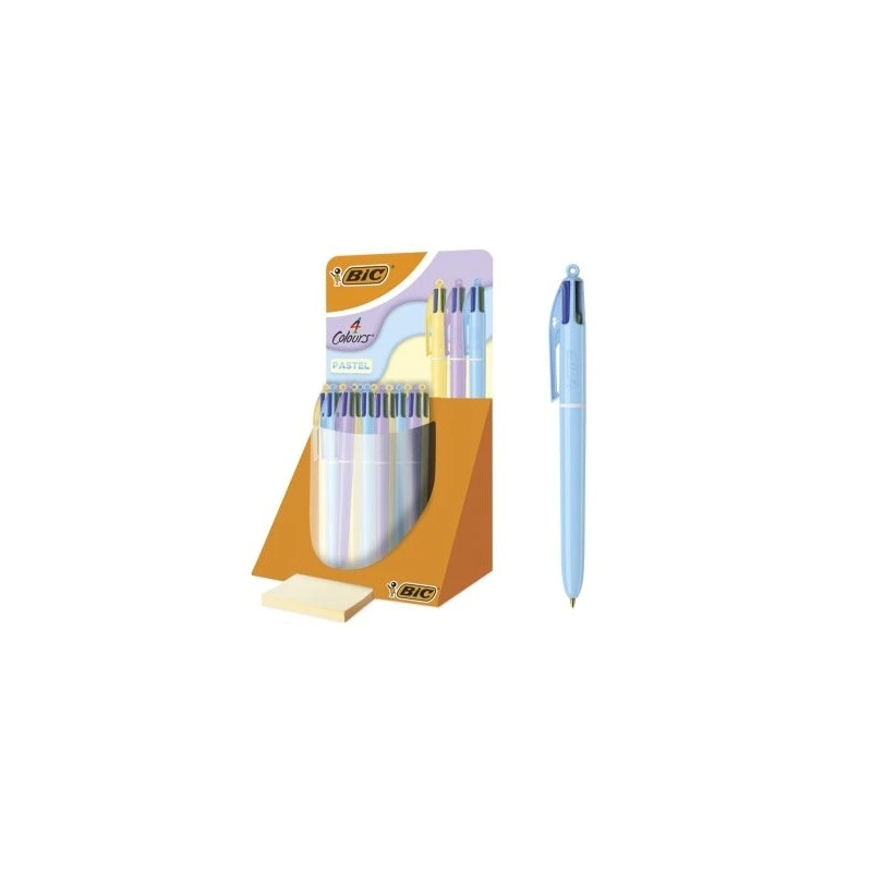 Bic 4 Colors Pastel Display with 30 Retractable Ballpoint Pens - 1,0mm Medium Point - Oil-Based Ink - Pastel Body - 4 Colors