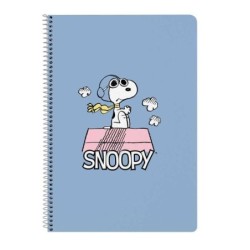 Safta Snoopy Libreta con Espiral - Formato Folio - 80 Hojas de Papel 80g/m2 - Cuadriculas 4x4mm - Tapa Dura Decorada - Margen