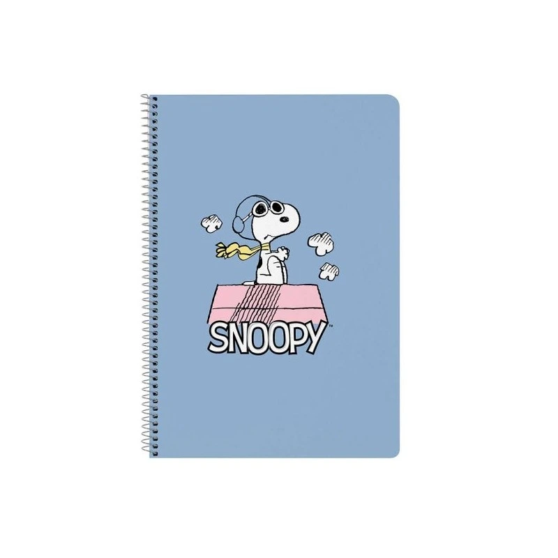 Safta Snoopy Libreta con Espiral - Formato Folio - 80 Hojas de Papel 80g/m2 - Cuadriculas 4x4mm - Tapa Dura Decorada - Margen