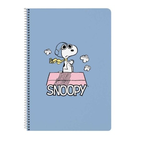 Safta Snoopy Libreta con Espiral - Formato Folio - 80 Hojas de Papel 80g/m2 - Cuadriculas 4x4mm - Tapa Dura Decorada - Margen