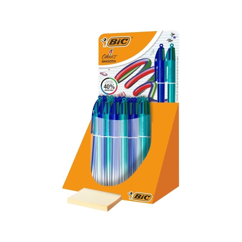 Bic 4 Colors Smooth Gradient Display of 30 Retractable Ballpoint Pens - 1,0mm Medium Point - 40% Smoother Writing - 4 Colors