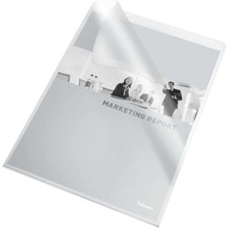 Esselte 30Q Box of 100 Fingernail Dossiers - Folio Format - Flexible PVC - Thickness 140 Microns - Transparent Color