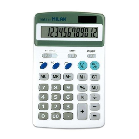 Milan 12 Digit Calculator - 3 Memory Keys - Square Root and Margin Calculation - Automatic Power Off - White Color
