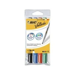 Bic Velleda 1741 Pack of 4 Whiteboard Markers - Medium Tip - 1,4mm Line - Optimal Erasing - Assorted Colors