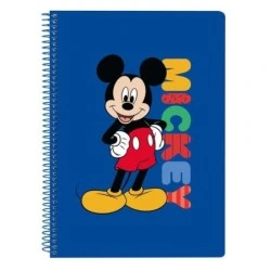 Safta Mickey Mouse Today Spiral Notebook - Quarter Format - 80 Sheets of 80g/m2 Paper - 4x4mm Grids - Glazed Hard Covers - Side