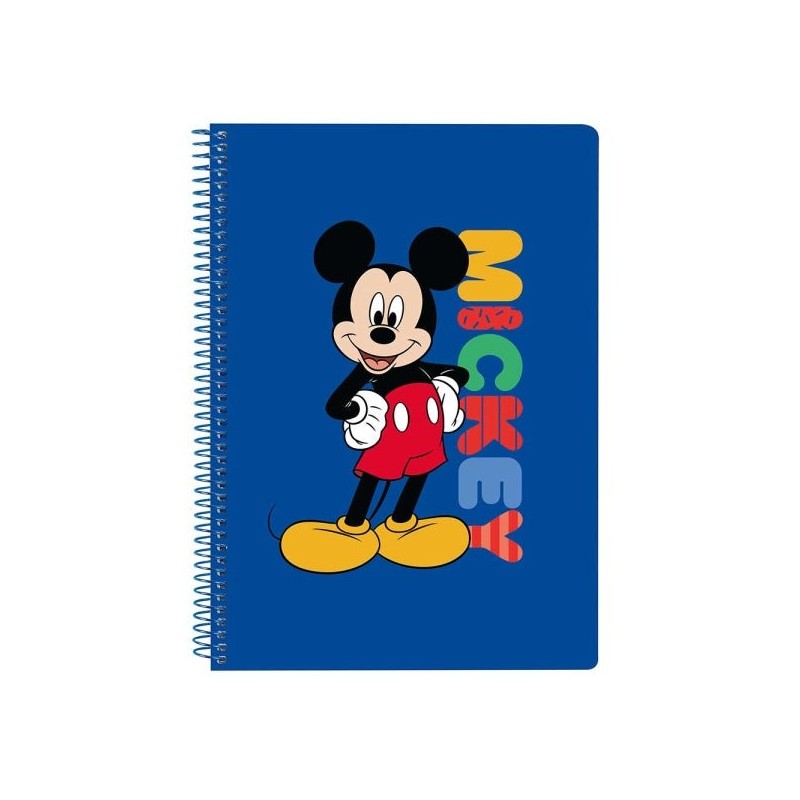 Safta Mickey Mouse Today Spiral Notebook - Quarter Format - 80 Sheets of 80g/m2 Paper - 4x4mm Grids - Glazed Hard Covers - Side
