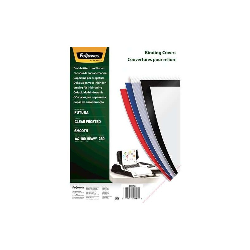 Fellowes Pack de 100 Portadas de Polipropileno A4 - 280 Micras - Muy Resistentes - Transparente