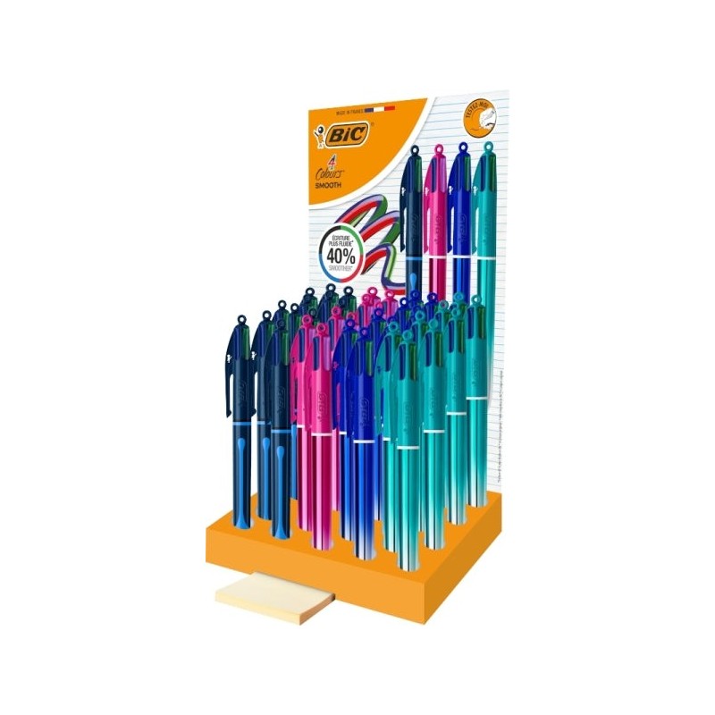 Bic 4 Colors Smooth Gradient and Drop Expositor de 36 esferográficas retráteis - Ponta média de 1,0 mm - Escrita 40% mais