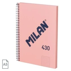 Caderno Espiral Milan Serie 1918 Formato Grade A5 5x5mm - 80 Folhas de 95 gr/m2 - Microperfurado, 2 Furos - Cor Rosa