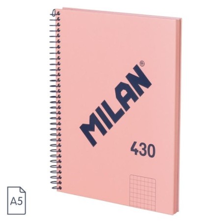 Caderno Espiral Milan Serie 1918 Formato Grade A5 5x5mm - 80 Folhas de 95 gr/m2 - Microperfurado, 2 Furos - Cor Rosa
