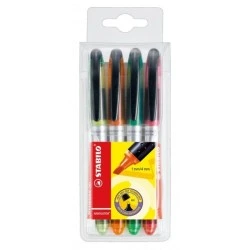 Stabilo Navigator Pacote de 4 Marcadores Fluorescentes - Grip Zone - Design Slim - Clip Prático para Transportar - Linha entre