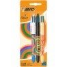 Bic 4 Colors Decors Pack de 3 Stylos à Bille Rétractables - Pointe Moyenne 1,0 mm - Encre à Base d'Huile - 4 Couleurs