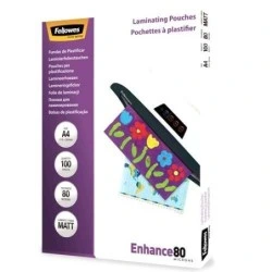 Fellowes Lot de 100 pochettes de plastification mates A4 - 80 microns - Haute qualité - Transparentes