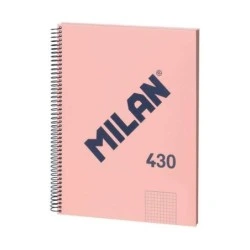 Caderno Espiral Milan Serie 1918 Formato Grade A4 5x5mm - 80 Folhas de 95 gr/m2 - Microperfurado, 4 Furos - Cor Rosa