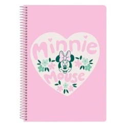 Safta Minnie Mouse Minty Spiral Notebook - Quarter Format - 80 Sheets of 80g/m2 Paper - 4x4mm Grids - Glazed Hard Covers - Side