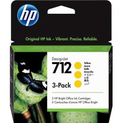 HP 712 Amarelo Pack de 3 Tinteiros Originais - 3ED79A