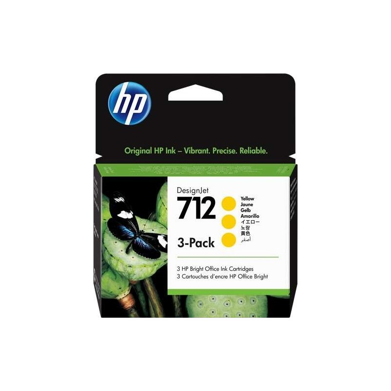 HP 712 Amarelo Pack de 3 Tinteiros Originais - 3ED79A