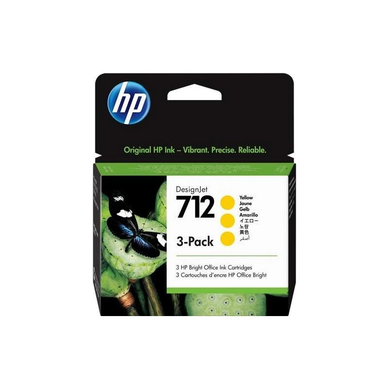 HP 712 Jaune Pack de 3 Cartouches d'Encre Originales - 3ED79A