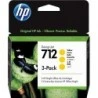 HP 712 Amarelo Pack de 3 Tinteiros Originais - 3ED79A