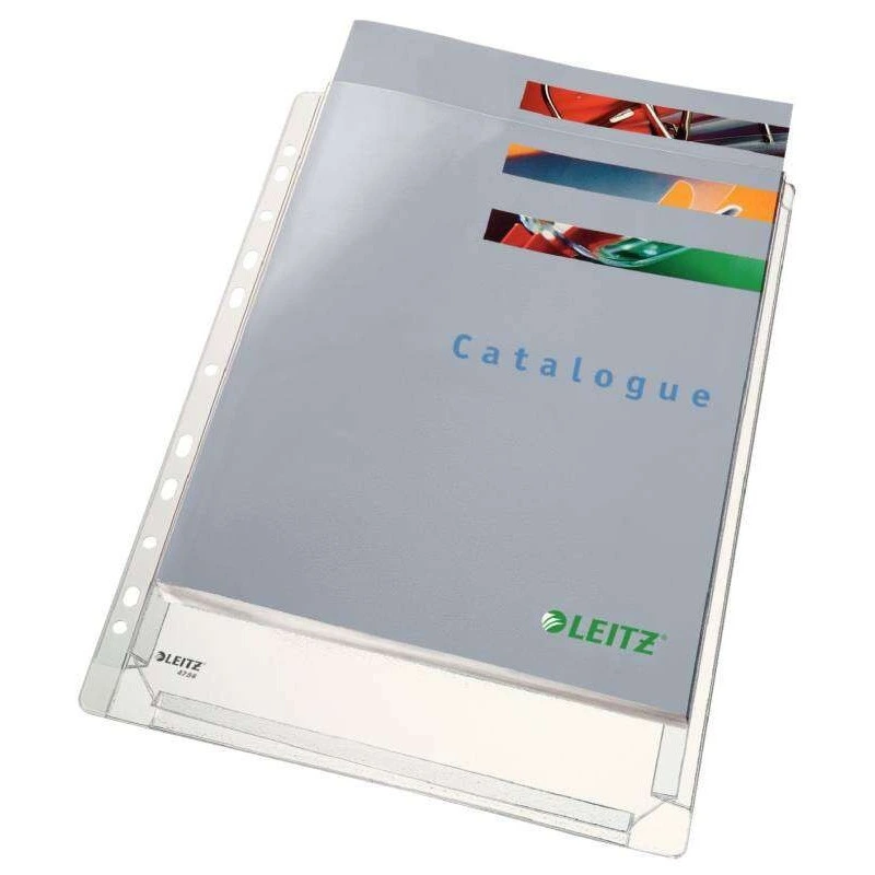 Leitz Pack de 5 Fundas Fuelle Estandar A4 PVC Liso Multitaladro-11 - Capacidad 200 Hojas - Transparente (170 Micras)