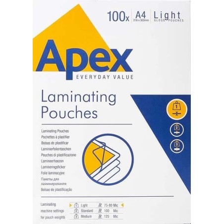 Fellowes Pack de 100 Pochettes de Plastification Brillantes A4 - 75 Microns - Résistantes à l'Eau - Transparentes